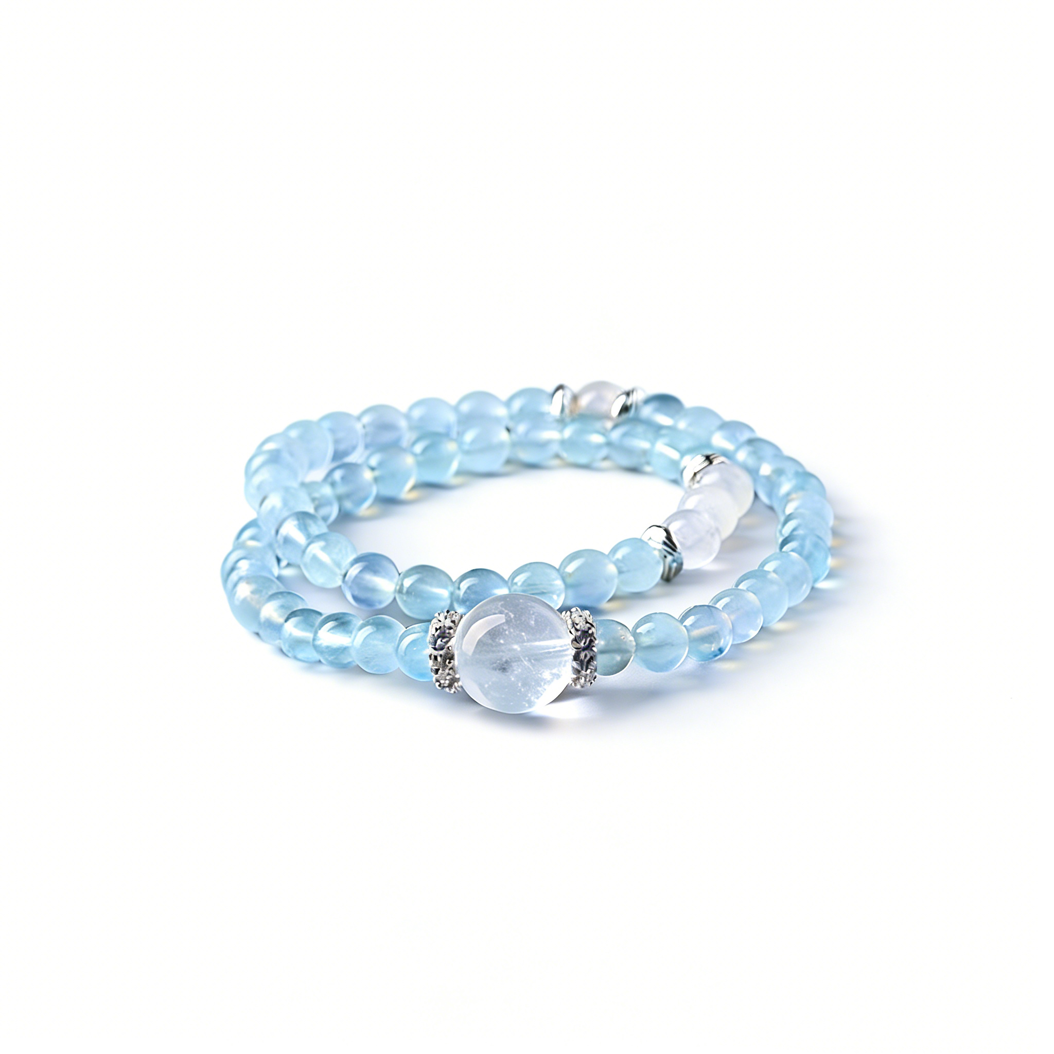 微信图片_2026-02-27_095640_900 Modern Minimalist Luxury Natural Aquamarine & White Crystal Double-Layer Bracelet - Image 1