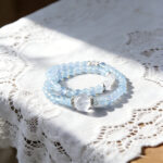 Modern Minimalist Luxury Natural Aquamarine & White Crystal Double-Layer Bracelet - Image 4