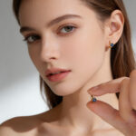 London Sapphire Mini Huggie Earrings - 925 Sterling Silver Hypoallergenic Korean Style Commuter Earrings - Image 2