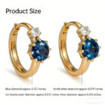 London Sapphire Mini Huggie Earrings - 925 Sterling Silver Hypoallergenic Korean Style Commuter Earrings - Image 3