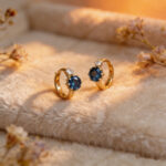 London Sapphire Mini Huggie Earrings - 925 Sterling Silver Hypoallergenic Korean Style Commuter Earrings - Image 5