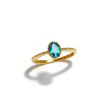 Natural Topaz Ring, S925 Silver Inlaid Ring, Romantic & Elegant Style Oval Blue Topaz Jewelry