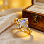 Vintage Style 925 Silver Plated 18K Gold Natural Blue Moonstone Ring - Colorful Gemstone Jewelry - Image 3