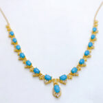 Luxury Retro Natural Turquoise Necklace Party Turquoise Pure Silver Inlaid Gemstone