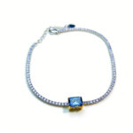 Luxury Natural Topaz Bracelet Daily Blue Silver Inlaid