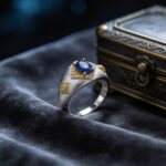 Royal Style 925 Silver Natural Sapphire Ring - Two-Tone Gold Accent Gemstone Jewelry - Image 3