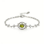 Elegant Luxury Dreamy Star Shaped 925 Silver Inlaid Peridot Bracelet For Daily Casual Wear - Image 5
