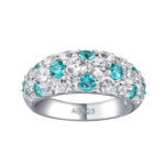 Luxury Paved Alternating Ruby/Paraiba Color Gemstone Ring Daily Wear Silver Plated - Image 2
