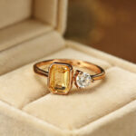 Natural Citrine S925 Silver Ring INS Nordic Style Simple Rectangular Silver Finger Ring - Image 3