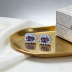 Natural square amethyst earrings set with S925 sterling silver fire-colored sparkling gemstones - Image 3