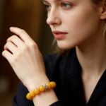 Handmade Natural Chicken Fat Yellow Old Amber Bracelet with S925 Silver Accents, Authentic Healing Amber Jewelry - Image 2