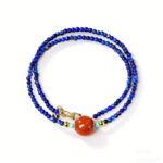 Original Lapis Lazuli and South Red Agate Clavicle Necklace - A Blend of Ancient Wisdom and Bold Vitality