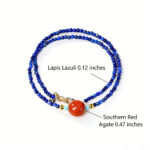 Original Lapis Lazuli and South Red Agate Clavicle Necklace - A Blend of Ancient Wisdom and Bold Vitality - Image 4