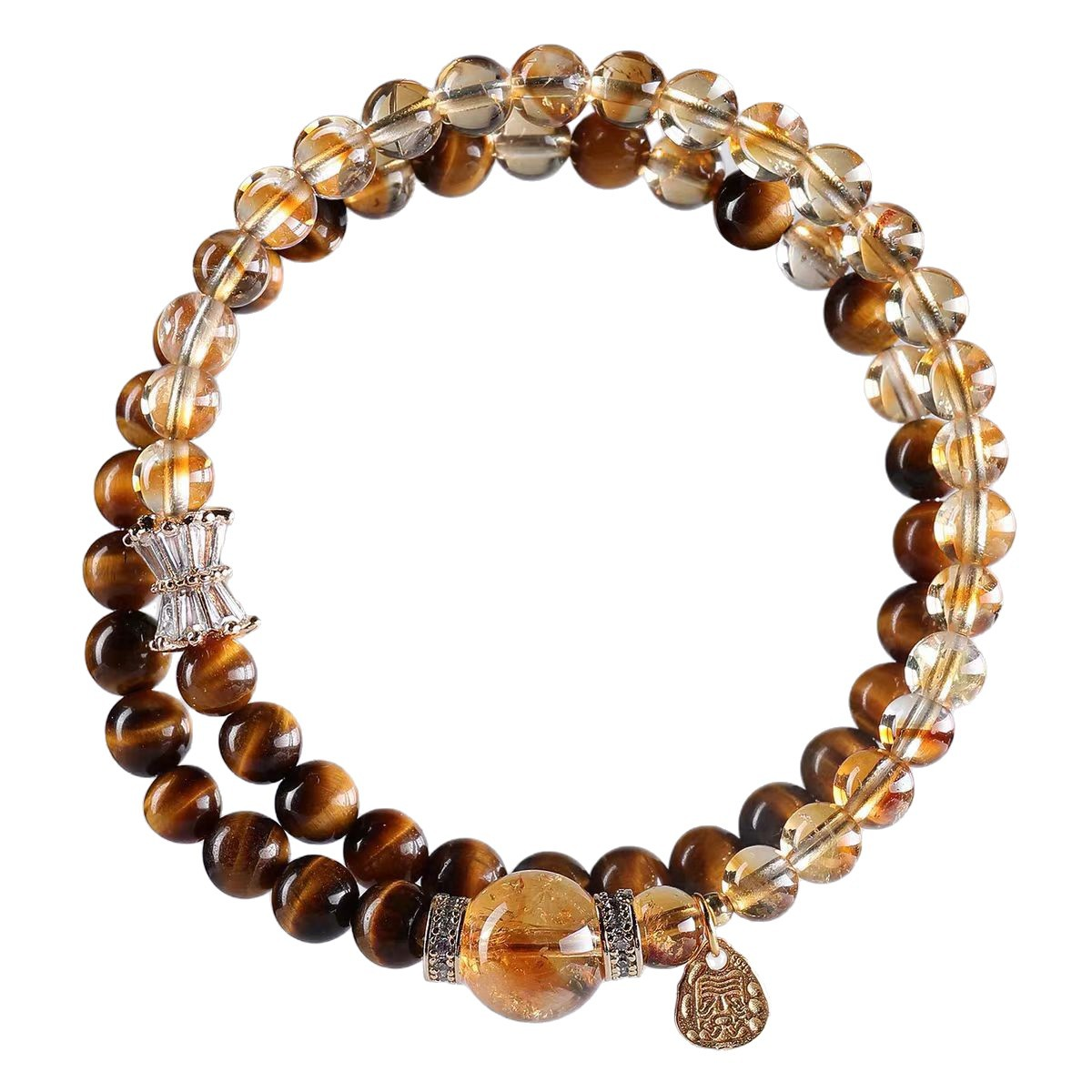 微信图片_2026-03-04_095444_020 Luxury Vintage Double-layer Yellow Citrine Tiger Eye Bracelet Fortune Protection Bronze Gold Handcrafted Natural Crystal - Image 1