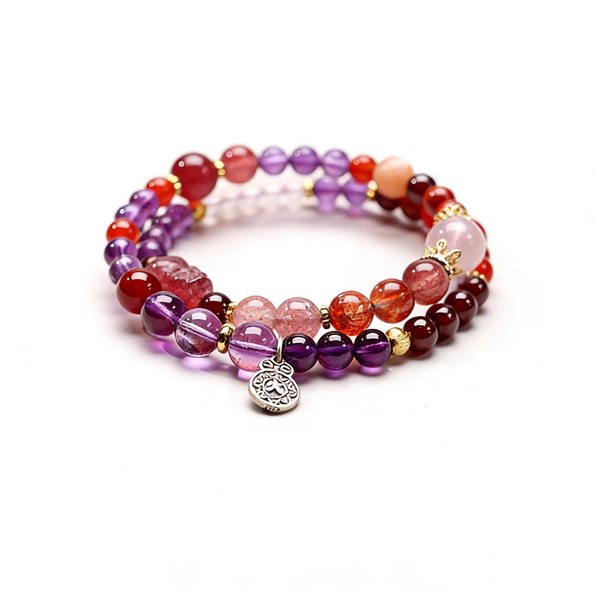 微信图片_2026-03-08_114633_753 Bohemian Fire Element Balancing Energy Boosting Red Purple Handcrafted Natural Crystal 925 Silver Multi-strand Bracelet - Image 1