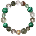 Handmade Elegant Bohemian Natural Green Phantom Rutilated Quartz Wealth Attracting Crystal Guanyin Bracelet