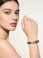 Handmade Elegant Bohemian Natural Green Phantom Rutilated Quartz Wealth Attracting Crystal Guanyin Bracelet - Image 2