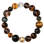 Ksitigarbha Buddha-style Multi-Treasure Natural Crystal Tigers Eye Obsidian Sunstone Chalcedony Bracelet
