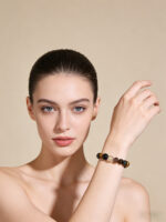 Ksitigarbha Buddha-style Multi-Treasure Natural Crystal Tigers Eye Obsidian Sunstone Chalcedony Bracelet - Image 2