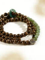 Vintage Zen Golden Silk Sandalwood & Hetian Jade TripleStrand Bracelet - Image 3