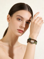 Vintage Zen Golden Silk Sandalwood & Hetian Jade TripleStrand Bracelet - Image 2