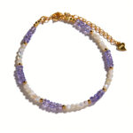 Minimalist Elegant Natural Tanzanite Mother of Pearl S925 Silver Bracelet for Women