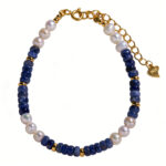 Luxury Bohemian Natural Pearl Blue Pattern Jewelry Set - Necklace & Bracelet