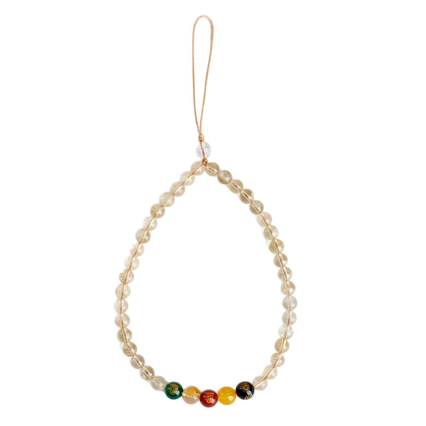 微信图片_2026-03-15_101655_334 Minimalist Luxury Natural Yellow Crystal Five God of Wealth Handcrafted Beaded Phone Lanyard - Image 1