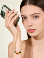 Minimalist Luxury Natural Yellow Crystal Five God of Wealth Handcrafted Beaded Phone Lanyard - Image 2