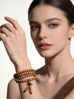 Zen Style Multi-Strand Wood Bracelet for Meditation Daily Wear Brown Handcrafted Natural Wood - Image 2