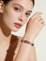 Natural Black Gold Super Seven Amethyst Rutilated Quartz Prosperity Bracelet - Image 2