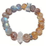 Handmade Natural Citrine Gray Moonstone Super Seven Crystal Wealth Manifestation Luck Attracting Bracelet