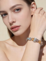 Handmade Natural Citrine Gray Moonstone Super Seven Crystal Wealth Manifestation Luck Attracting Bracelet - Image 2