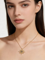 Vintage Bohemian Sun Meteorite 925 Silver Necklace - Image 2