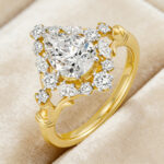 Luxury Elegant Cluster Water Drop Zircon Diamond Ring Engagement Wedding Gold Cluster Setting Silver Plated - Image 3