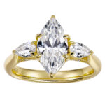Luxury Marquise Three-Stone Ring, Classic Pear Cut Zircon - Image 4