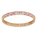 Luxury Elegant Full Pavé Pink Diamond Gradient Bangle Daily Party Wear