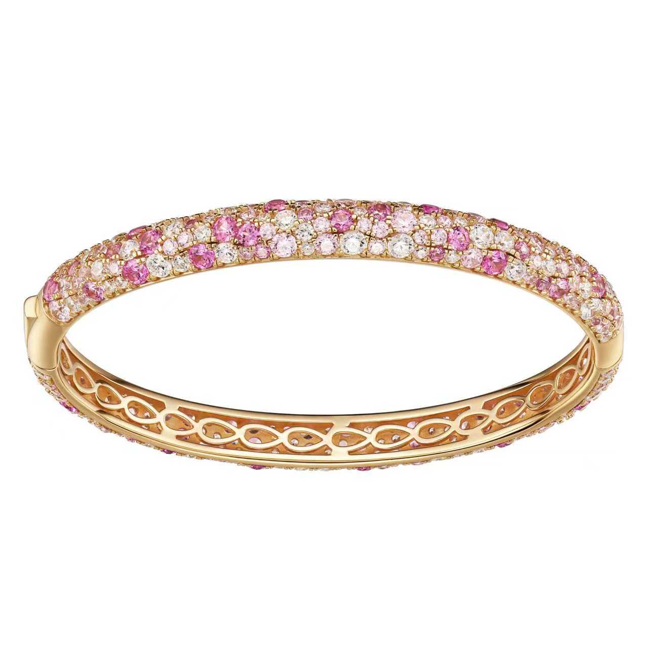 微信图片_2026-03-17_163404_240 Luxury Elegant Full Pavé Pink Diamond Gradient Bangle Daily Party Wear - Image 1