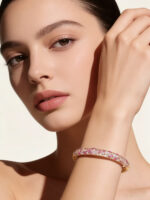 Luxury Elegant Full Pavé Pink Diamond Gradient Bangle Daily Party Wear - Image 2