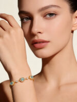 Luxury Elegant Fine Natural Garnet Apatite Amethyst Multi-Gem Bracelet For Daily Wear - Image 2