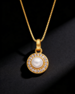 Women's Vintage Luxury Pearl and Zircon Necklace for Daily and Evening Wear Gold Inlaid Alloy - Image 3