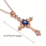 Natural Sapphire Cross Pendant Necklace, S925 Silver Vintage Religious Jewelry for Women - Image 3