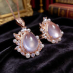 Elegant Luxury Waterdrop Gem Pearl Jewelry Set Daily Party Wear Lavender Rose Gold Micro-inlaid Alloy - Image 3