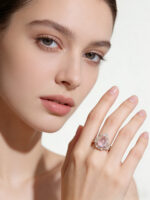 Elegant Luxury Waterdrop Gem Pearl Jewelry Set Daily Party Wear Lavender Rose Gold Micro-inlaid Alloy - Image 2