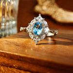 Vintage Luxury Natural Topaz Ring Full Fire Luster Exquisitely Inlaid Style - Image 3