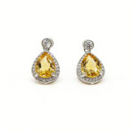 Luxury Teardrop Citrine Gemstone Earrings Daily Party Wear Pavé Setting 925 Sterling Silver - Image 4
