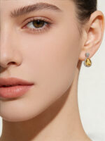 Luxury Teardrop Citrine Gemstone Earrings Daily Party Wear Pavé Setting 925 Sterling Silver - Image 2