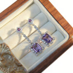 Luxury Elegant Stylish Natural Citrine Amethyst Topaz Stud Earrings S925 Silver Inlaid Daily Party Wear - Image 3