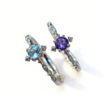 Natural Crystal Gem Topaz Ring Inlaid Silver