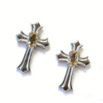 Natural Yellow Crystal Moonstone Cross Stud Earrings Minimalist Chic - Image 3